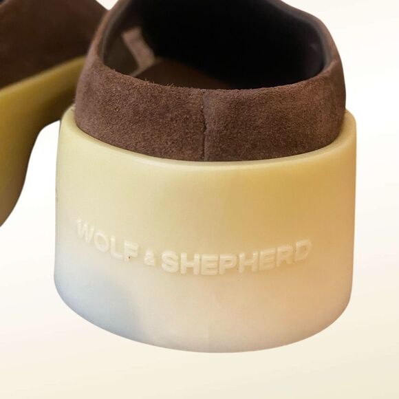 Wolf & Shepard Cruise slip on Mules Brown Suede shoes NWOB Unisex W- 7 Men- 5.5 main image 6